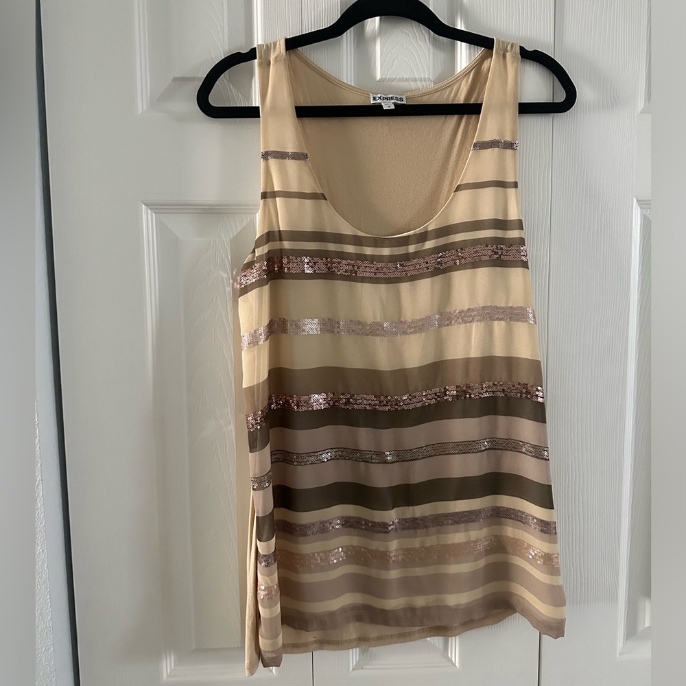 Express size large women’s sequin blouse in gold